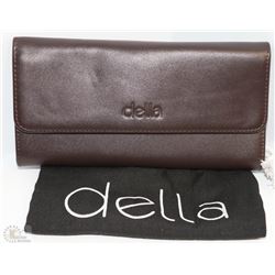 NEW DELLA LEATHER KAREN WALLET MAHOGANY BROWN