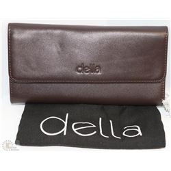 NEW DELLA LEATHER KAREN WALLET MAHOGANY BROWN