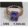 Image 1 : 14K LADIES  TANZANITE AND DIAMOND RING WITH COA