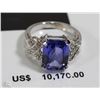 Image 1 : 14K LADIES  TANZANITE AND DIAMOND RING WITH COA