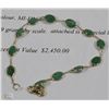 Image 1 : 14K YELLOW GOLD FANCY LINK EMERALD BRACELET W/COA