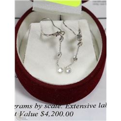 PAIR OF 14KT WHITE GOLD DROP STYLE EARRINGS W/ COA