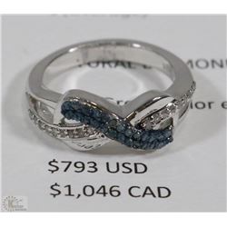 STAMPED .925  SILVER AND DIAMOND RING WITH COA