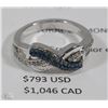 Image 1 : STAMPED .925  SILVER AND DIAMOND RING WITH COA