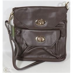 NEW DELLA LEATHER CINDY PURSE CHOCOLATE BROWN