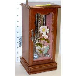 JEWEL CASE WITH NECKLACES ,WATCHES & RINGS