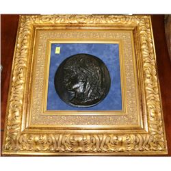 FRAMED "COCO" BRONZE MEDALLION BY PIERRE AUGUSTE