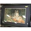 Image 1 : LARGE FRAMED PICTURE OF 2 WOLVES "PEACE IN THE FOREST"