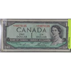 *REPLACEMENT NOTE $1 DOLLAR BILL  1954 CANADA