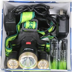 6000 LUMEN TACTICAL LED HEADLIGHT WITH 2 CHARGERS