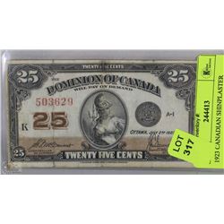 1923 CANADIAN SHINPLASTER