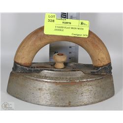 ANTIQUE SADD FLAT IRON WITH  WOOD HANDLE