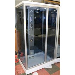 STEAM SHOWER WITH ETCHED GLASS SURROUND, REMOTE,