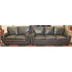 CHARCOAL LEATHERETTE SOFA AND LOVESEAT