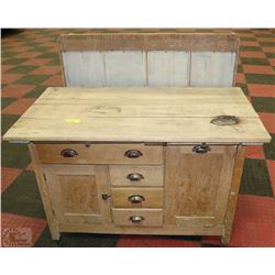 VINTAGE HOOSIER WITH GLASS HUTCH