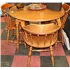 Image 1 : ROUND WOODEN TABLE WITH LEAF AND 5 CHAIRS