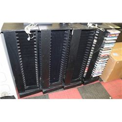 4 ENTERTAINMENT RACKS WITH ASSORTED DVD MOVIES