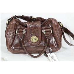 NEW DELLA LEATHER GLORIA SATCHEL COFFEE BEAN COLOR