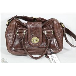 NEW DELLA LEATHER GLORIA SATCHEL COFFEE BEAN COLOR