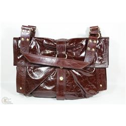 NEW DELLA LEATHER BARBIE PURSE MAHOGANY COLOR