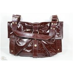 NEW DELLA LEATHER BARBIE PURSE MAHOGANY COLOR