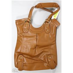 NEW DELLA LEATHER KAITLYN TOTE CINNAMON BROWN
