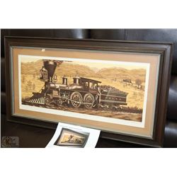 FRAMED "GREAT LOCOMOTIVE CHASE" COLOR LITHOGRAPH
