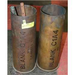 2 MID SIZE  ARTILLERY SHELLS 14" TALL