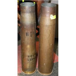 2 LARGE ARTILLERY SHELLS 24" TALL