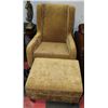 Image 1 : SHOWHOME GOLD TONE FABRIC ARMCHAIR WITH OTTOMAN