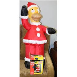 THE SIMPSONS 4' TALL HOMER SANTA  AIR BLOWN