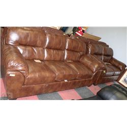 1601 BROWN LEATHER SOFA AND LOVESEAT