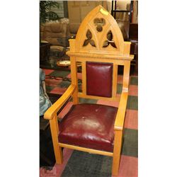 VINTAGE 1950 OAK DEACONS CHAIR