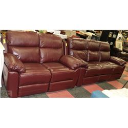 WHISTLER WINE LEATHER/PVC RECLINING SOFA  AND