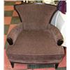 Image 1 : BROWN FABRIC WITH WOOD TRIM SHOWHOME ARMCHAIR