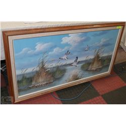 54" ORIGINAL SIGNED OIL PAINTING OF MALLARD DUCKS