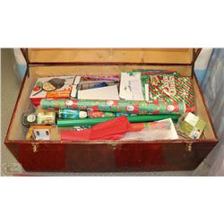 CHEST WITH ASSORTED XMAS DECOR AND MORE