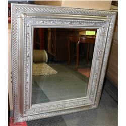 LARGE ANTIQUE STYLE SILVER FRAMED MIRROR