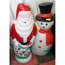 VINTAGE LIGHT UP SANTA AND SNOWMAN