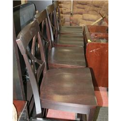 SHOWHOME SET OF 4 SOLID WOOD BAR STOOLS