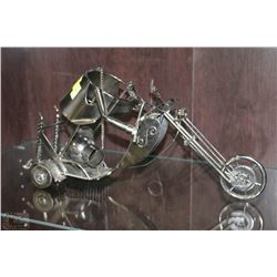 METAL ART MOTORCYCLE LIQUOR BOTTLE HOLDER
