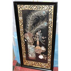 ANTIQUE JAPANESE SILK THREAD ART PICTURE OF