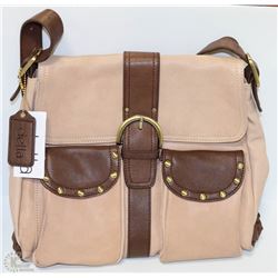 NEW DELLA LEATHER MICHELLE PURSE MOCHA COLOR