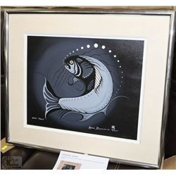 FRAMED ARCHIE BEAULEAU "LAKE TROUT" OIL ON CANVAS