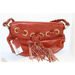 NEW DELLA LEATHER MEG PURSE CHESTNUT BROWN COLOR