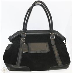 NEW DELLA LEATHER CAMILLE SATCHEL PURSE, BLACK