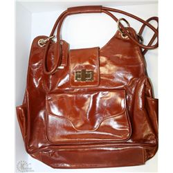 NEW DELLA LEATHER TAWNY PURSE BROWN RYAN COLOR