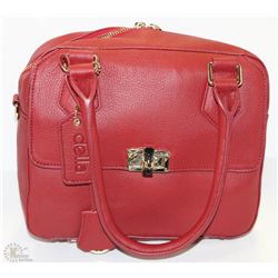 NEW DELLA LEATHER EMMA SATCHEL/PURSE RED COLOR
