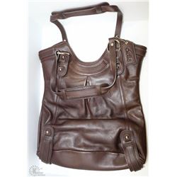 NEW DELLA LEATHER KAITLYN TOTE, CHESTNUT BROWN