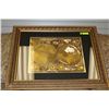 Image 1 : GALLERY FRAMED ART - GOLD WORLD MAP (35" X 29")